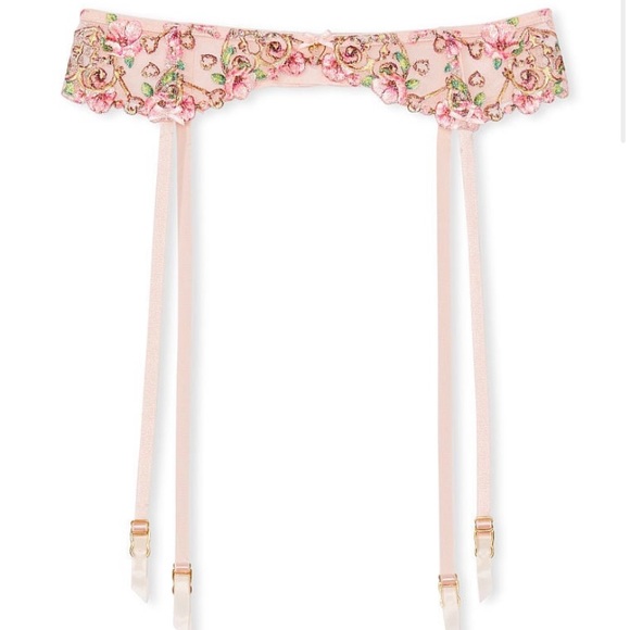 NWT Victoria’s Secret DREAM ANGELS Floral Heart Embroidery Garter Belt - Picture 1 of 9